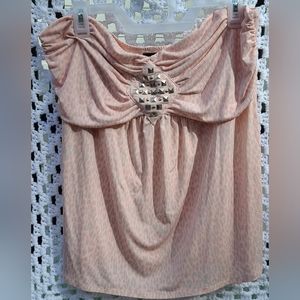 Torrid Size 2 Light Pink and gray leopard print tube top